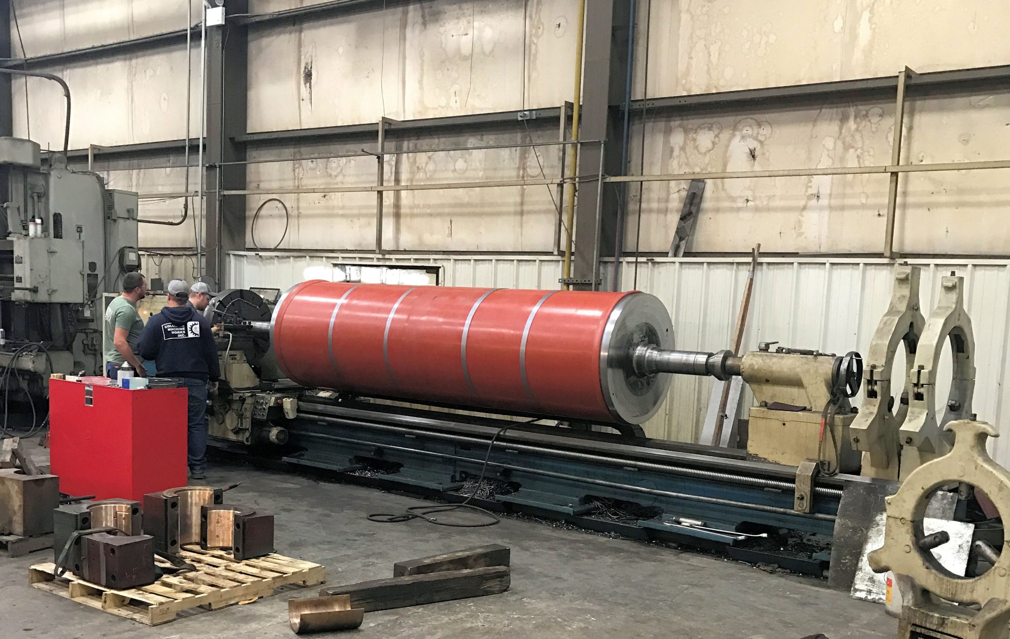 Turning Large Roll in Conventional Lathe Columbia Machine Works