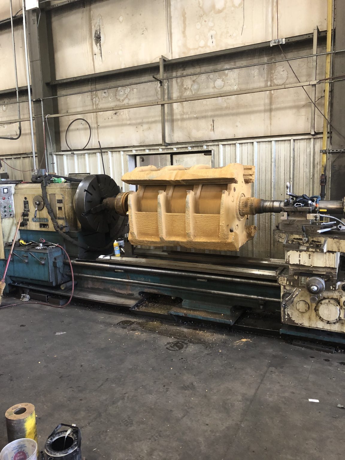 Turning Rock Crusher in HeavyDuty Lathe Columbia Machine Works